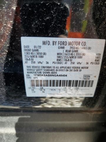 1FM5K8AB8NGA48404 - 2022 FORD EXPLORER POLICE INTERCEPTOR Qara foto 14