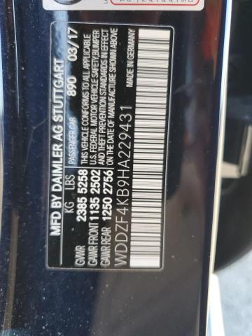 WDDZF4KB9HA229431 - 2017 MERCEDES-BENZ E 300 4MATIC BLUE photo 12