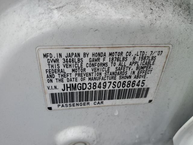 JHMGD38497S068645 - 2007 HONDA FIT WHITE photo 12