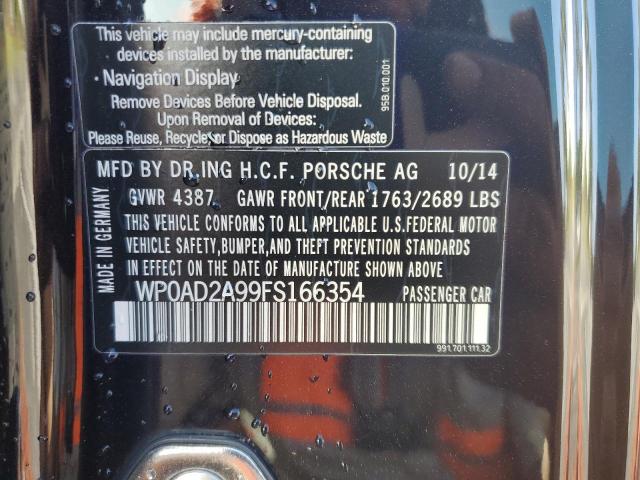 WP0AD2A99FS166354 - 2015 PORSCHE 911 TURBO BLACK photo 12