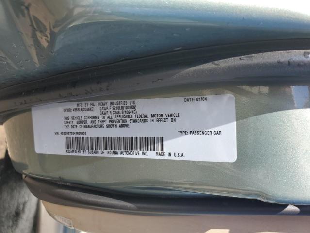 4S3BH675847638953 - 2004 SUBARU LEGACY OUTBACK AWP 绿色 照片 12