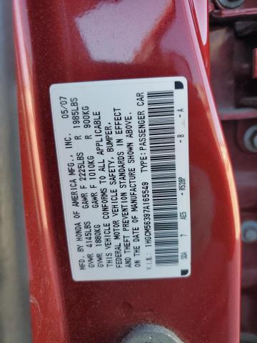 1HGCM56397A165549 - 2007 HONDA ACCORD se SE BURGUNDY photo 13