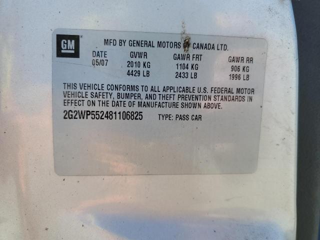 2G2WP552481106825 - 2008 PONTIAC GRAND PRIX 银色 照片 12