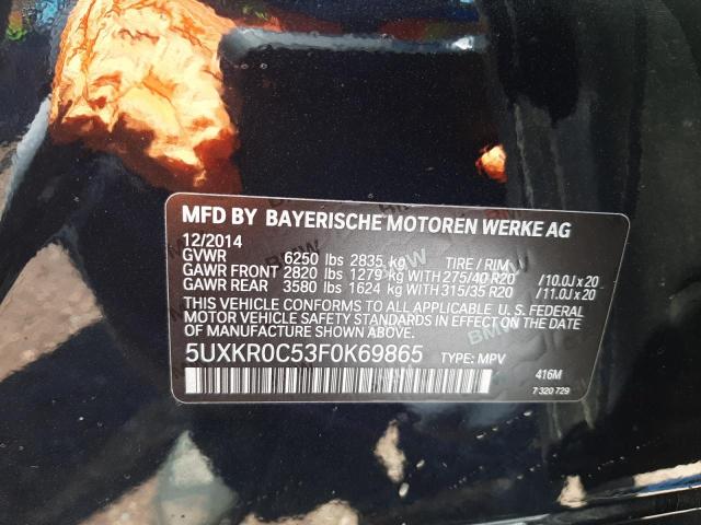 5UXKR0C53F0K69865 - 2015 BMW X5 XDRIVE35I BLACK photo 10