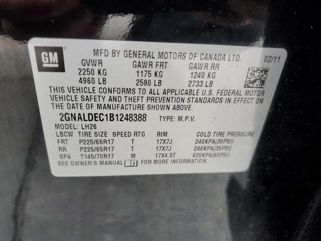 2GNALDEC1B1248388 - 2011 CHEVROLET EQUINOX LT BLACK photo 13