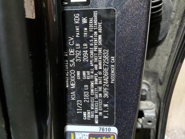 3KPF24AD6RE725832 - 2024 KIA FORTE LX GRAY photo 12