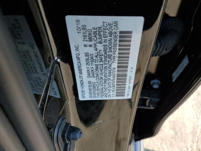 19UUB2F47KA007074 - 2019 ACURA TLX TECHNOLOGY BLACK photo 12