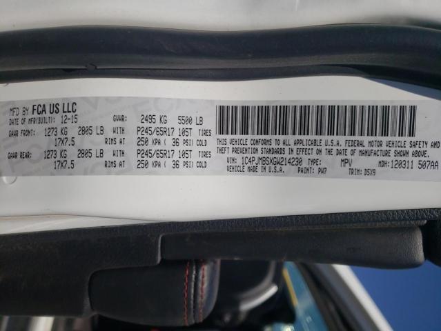 1C4PJMBSXGW214230 - 2016 JEEP CHEROKEE TRAILHAWK თეთრი ფოტო 13