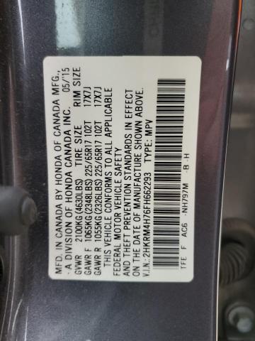 2HKRM4H76FH662293 - 2015 HONDA CR-V EXL GRAY photo 13