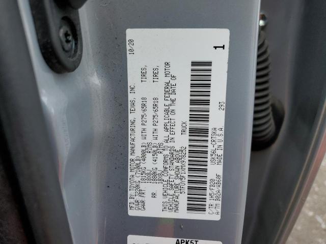 5TFUY5F1XMX978252 - 2021 TOYOTA TUNDRA DOUBLE CAB SR/SR5 BLUE photo 13