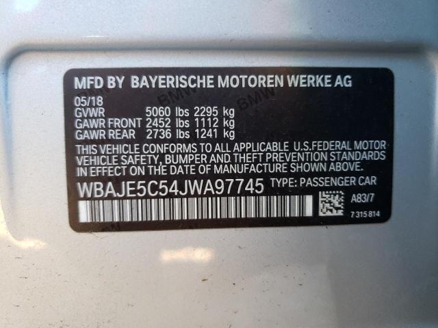 WBAJE5C54JWA97745 - 2018 BMW 540 I SILVER photo 12