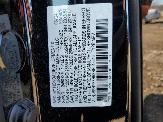 5FNYF8H5XRB018813 - 2024 HONDA PASSPORT EXL BLACK photo 13