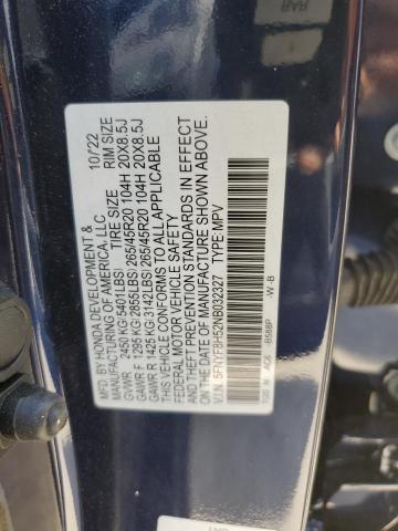 5FNYF8H52NB032327 - 2022 HONDA PASSPORT EXL BLUE photo 14