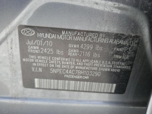 5NPEC4AC7BH103290 - 2011 HYUNDAI SONATA SE GRAY photo 12