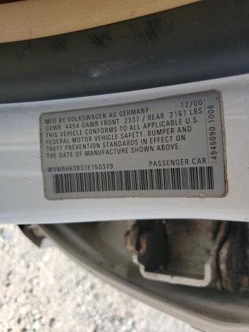 WVWRH63B31E150379 - 2001 VOLKSWAGEN PASSAT GLX Ağ foto 12