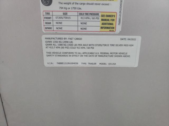 7NBBE1212N1004036 - 2022 UTILITY TRAILER Gümüş foto 12