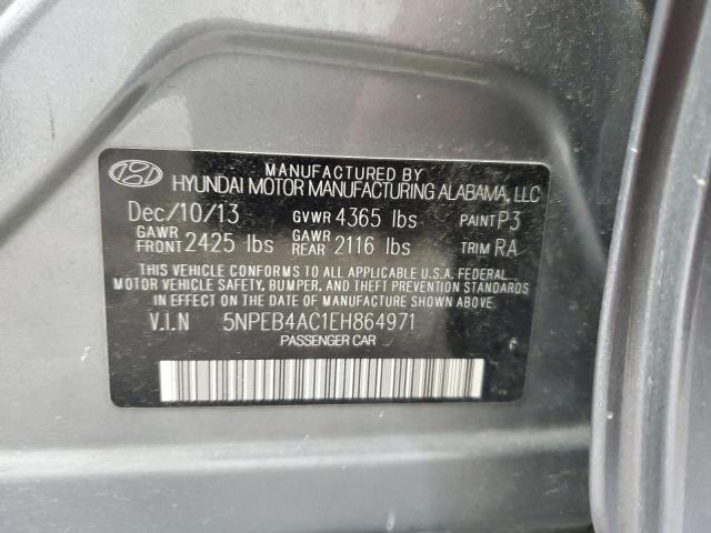 5NPEB4AC1EH864971 - 2014 HYUNDAI SONATA GLS GRAY photo 12