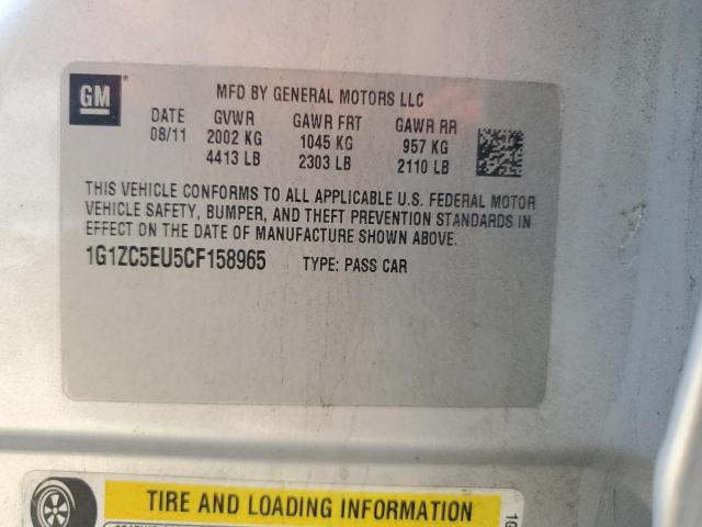 1G1ZC5EU5CF158965 - 2012 CHEVROLET MALIBU 1LT SILVER photo 12