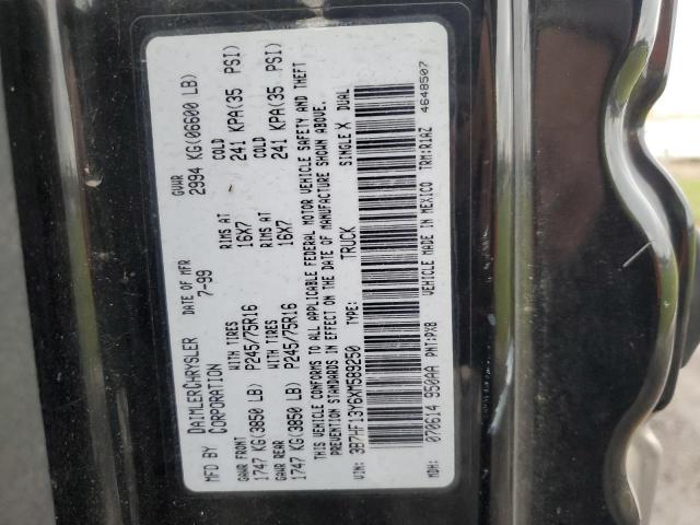 3B7HF13Y6XM589250 - 1999 DODGE RAM 1500 BLACK photo 12