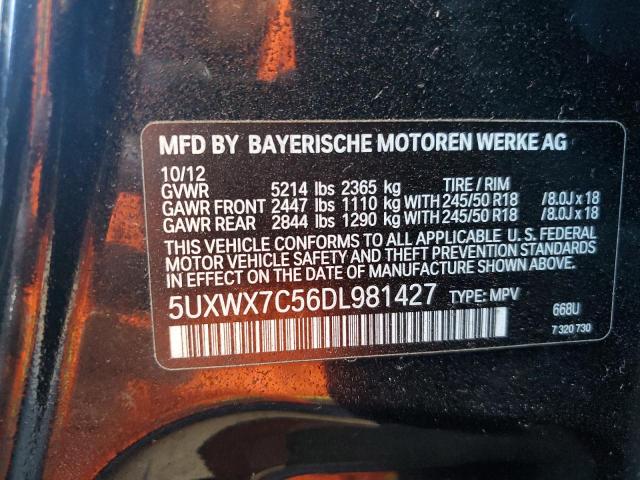 5UXWX7C56DL981427 - 2013 BMW X3 XDRIVE35I BLACK photo 13