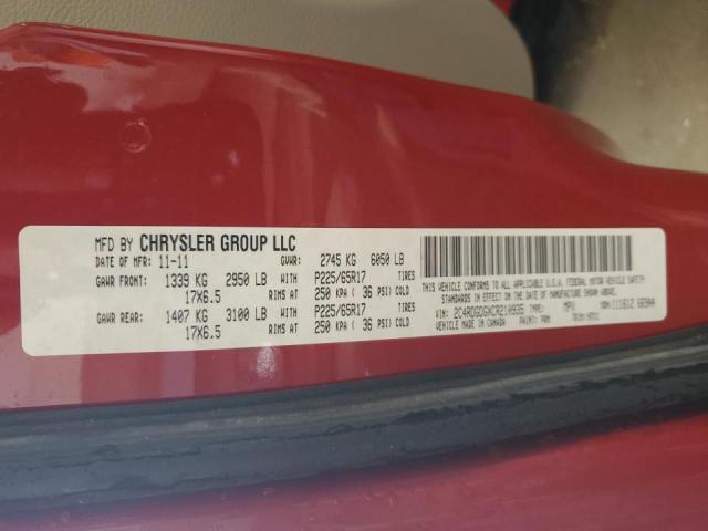 2C4RDGDGXCR210935 - 2012 DODGE GRAND CARA CREW RED photo 13