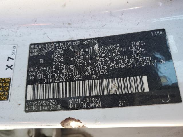 JTLKT324764119994 - 2006 SCION XB XB 白色 照片 12