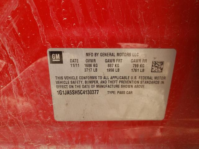 1G1JA5SH5C4130377 - 2012 CHEVROLET SONIC LS RED photo 12
