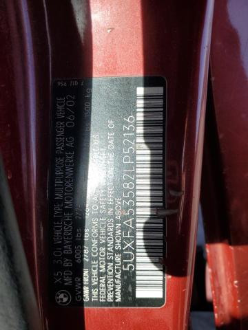 5UXFA53582LP52136 - 2002 BMW X5 3.0I RED photo 14