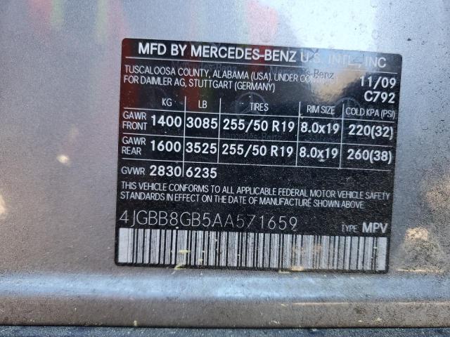 4JGBB8GB5AA571659 - 2010 MERCEDES-BENZ ML 350 4MATIC SILVER photo 13