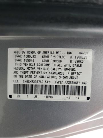 1HGCM72397A015121 - 2007 HONDA ACCORD LX SILVER photo 12