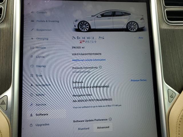 5YJSA1H17EFP29470 - 2014 TESLA MODEL S თეთრი ფოტო 9