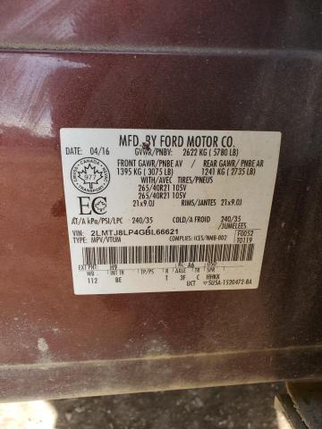 2LMTJ8LP4GBL66621 - 2016 LINCOLN MKX RESERVE BROWN photo 13