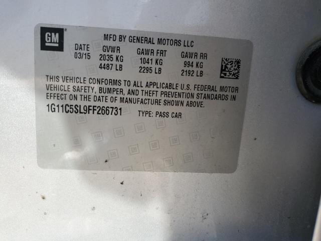 1G11C5SL9FF266731 - 2015 CHEVROLET MALIBU 1LT 银色 照片 12