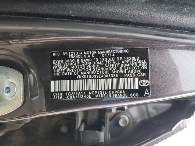 VNKKTUD39EA007338 - 2014 TOYOTA YARIS GRAY photo 12