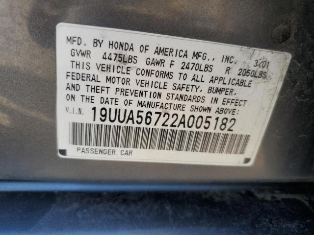 19UUA56722A005182 - 2002 ACURA 3.2TL GRAY photo 12