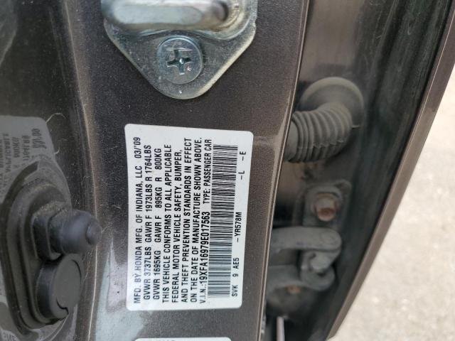 19XFA16979E017563 - 2009 HONDA CIVIC EXL GRAY photo 13