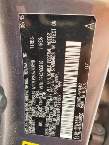 5TDKKRFH3FS111068 - 2015 TOYOTA HIGHLANDER XLE 灰色 照片 13