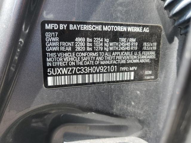 5UXWZ7C33H0V92101 - 2017 BMW X3 SDRIVE28I GRAY photo 13