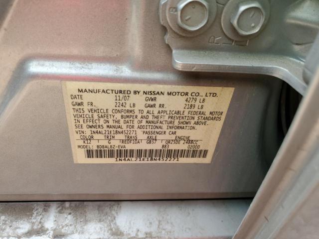 1N4AL21E18N452271 - 2008 NISSAN ALTIMA 2.5 SILVER photo 12