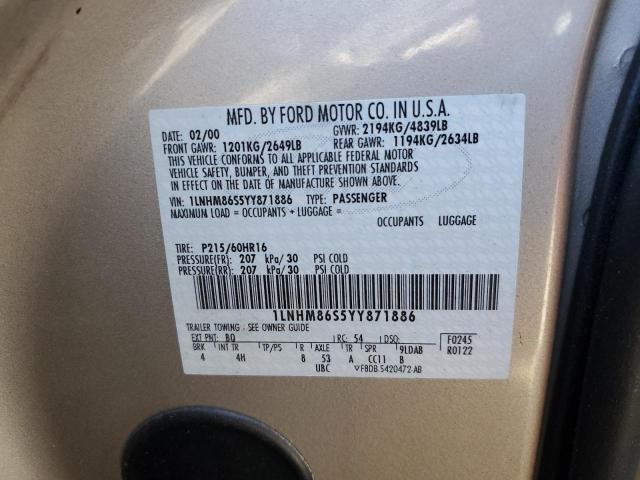 1LNHM86S5YY871886 - 2000 LINCOLN LS 米色 照片 12