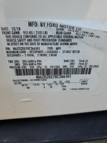 MAJ3S2GE7KC266501 - 2019 FORD ECOSPORT SE 白色 照片 14