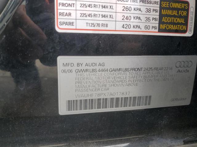 WAUHF78PX7A017837 - 2007 AUDI A3 2 BLACK photo 12