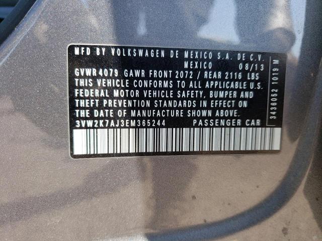 3VW2K7AJ3EM365244 - 2014 VOLKSWAGEN JETTA BASE Մոխրագույն լուսանկար 12