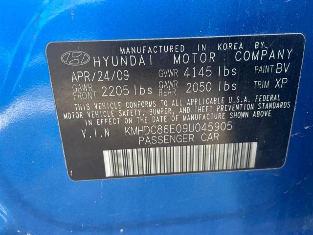 KMHDC86E09U045905 - 2009 HYUNDAI ELANTRA TO BLUE photo 10