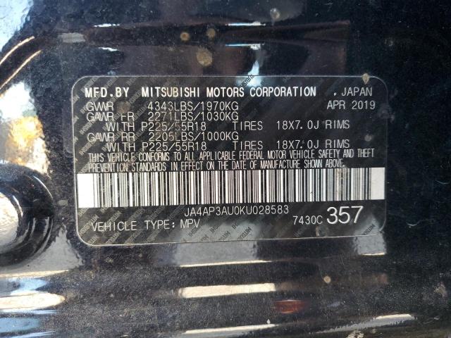 JA4AP3AU0KU028583 - 2019 MITSUBISHI OUTLANDER ES BLACK photo 12