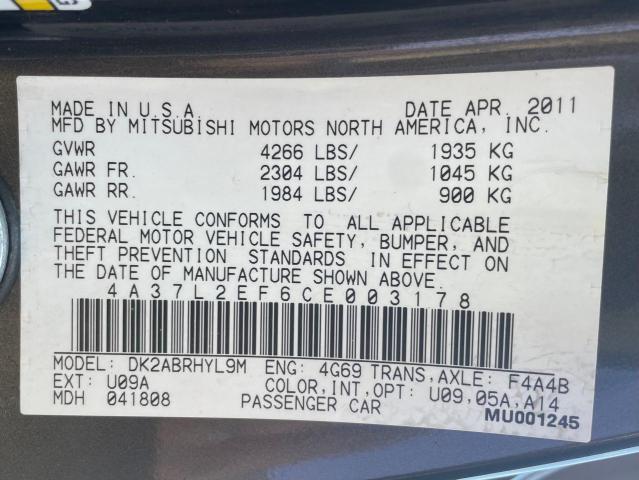 4A37L2EF6CE003178 - 2012 MITSUBISHI ECLIPSE SPYDER GS 棕色 照片 10