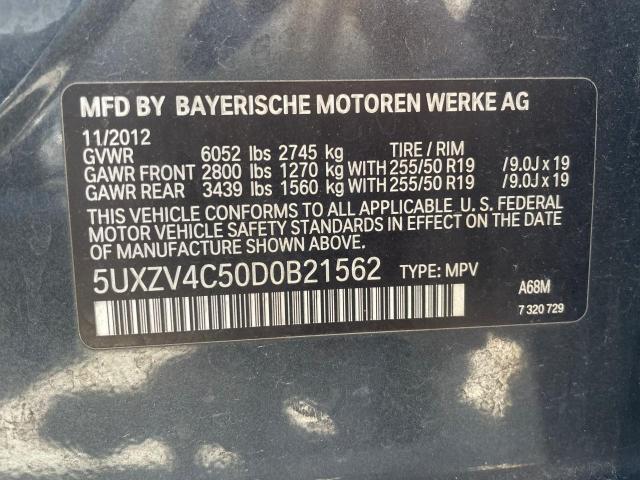 5UXZV4C50D0B21562 - 2013 BMW X5 XDRIVE35I GRAY photo 10