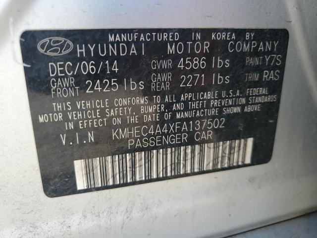 KMHEC4A4XFA137502 - 2015 HYUNDAI SONATA HYBRID SILVER photo 13