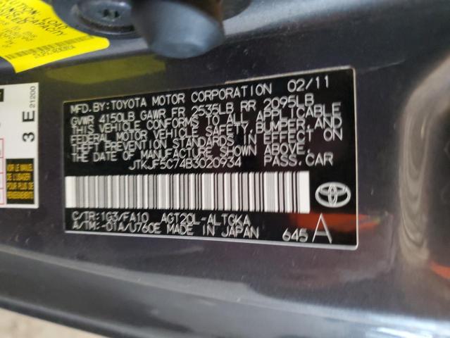 JTKJF5C74B3020934 - 2011 TOYOTA SCION TC 灰色 照片 12