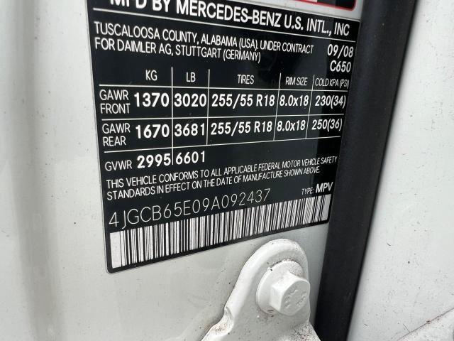 4JGCB65E09A092437 - 2009 MERCEDES-BENZ R 350 4MATIC WHITE photo 10